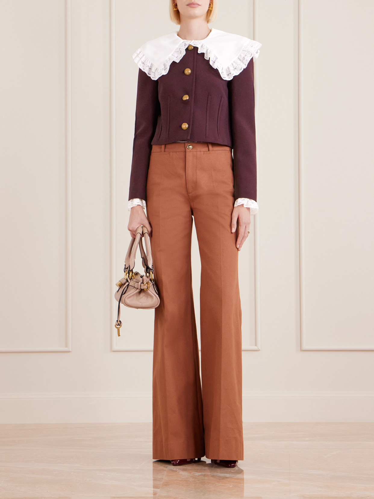 Chloé Wool-crepe Jacket In Burgundy