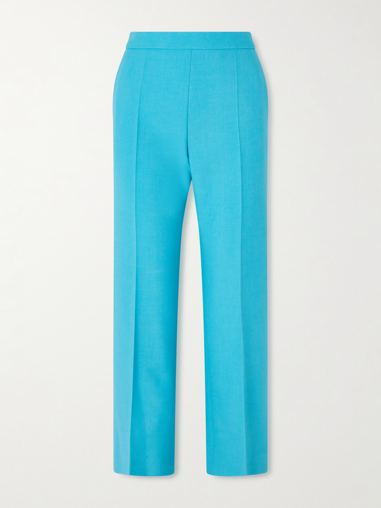 Chloé Lower Impact Wool Crepe Straight-leg Ankle Pants In Blue