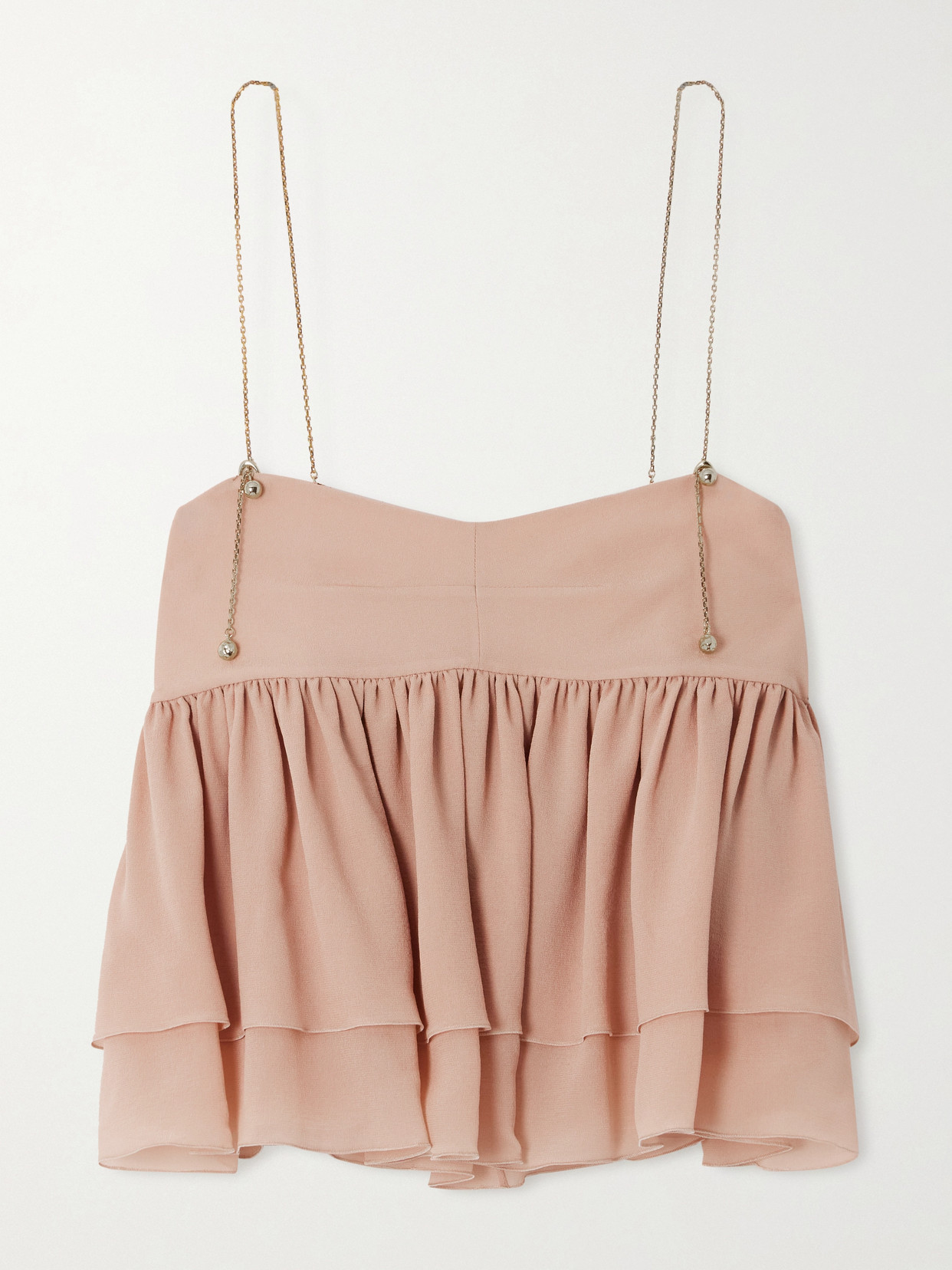 Chloé Embellished Organic Silk-mousseline Camisole In Pink