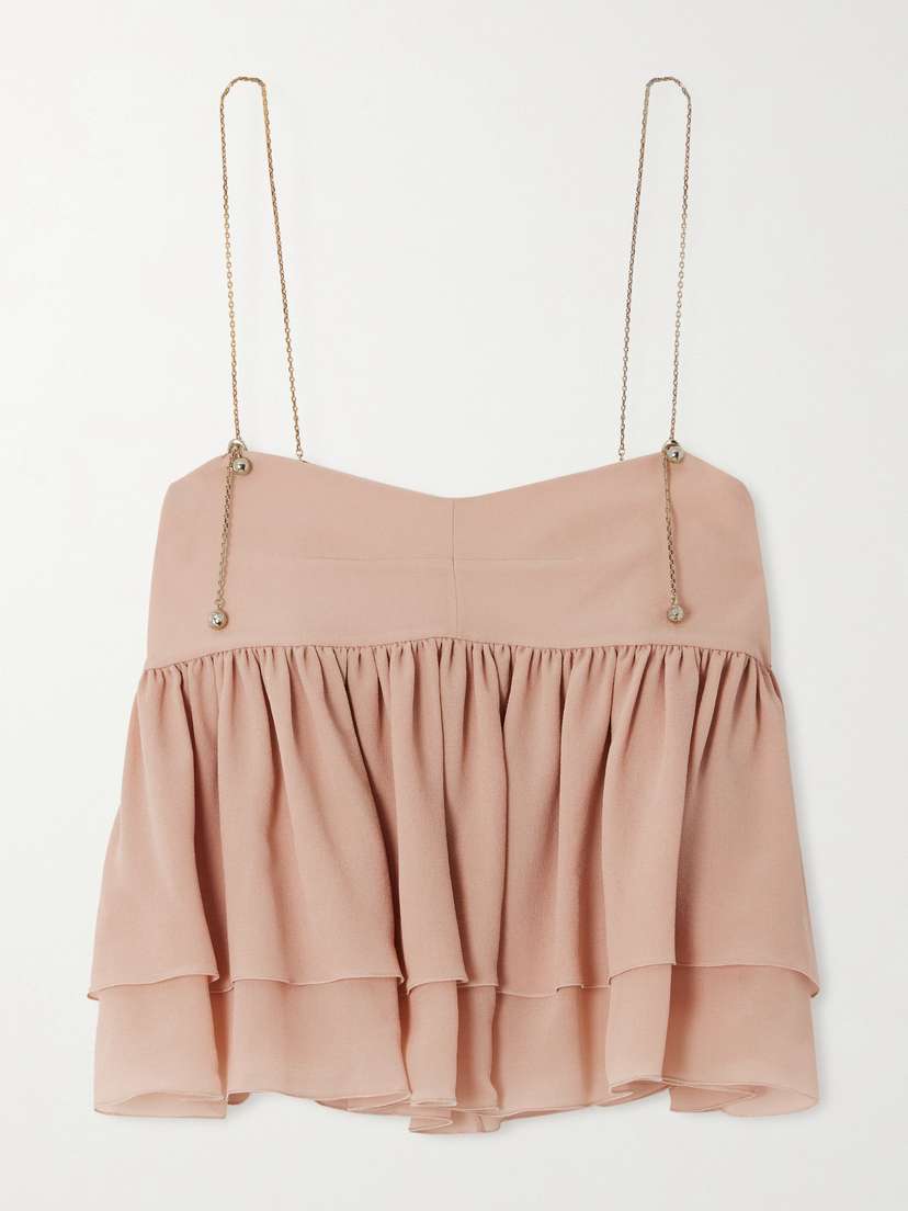 Chloé Embellished Organic Silk-mousseline Camisole