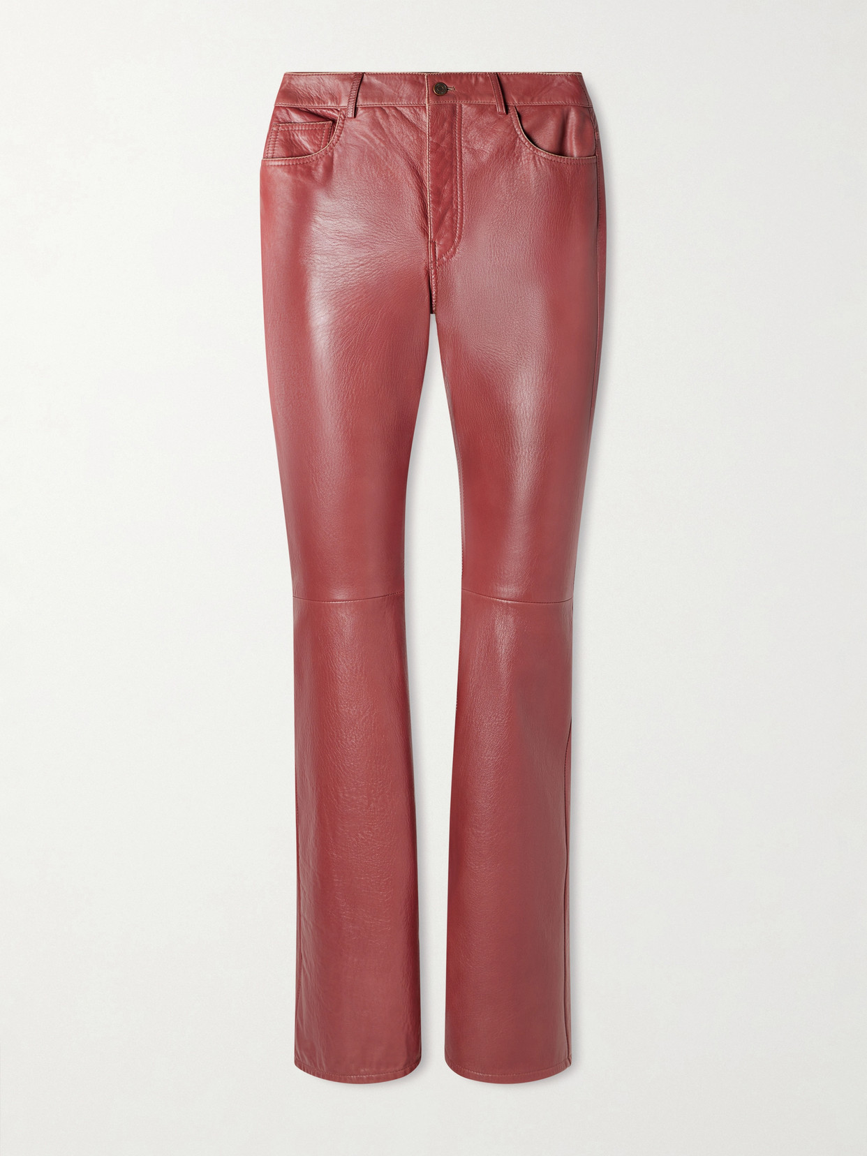 Chloé Leather Flared Pants In Red