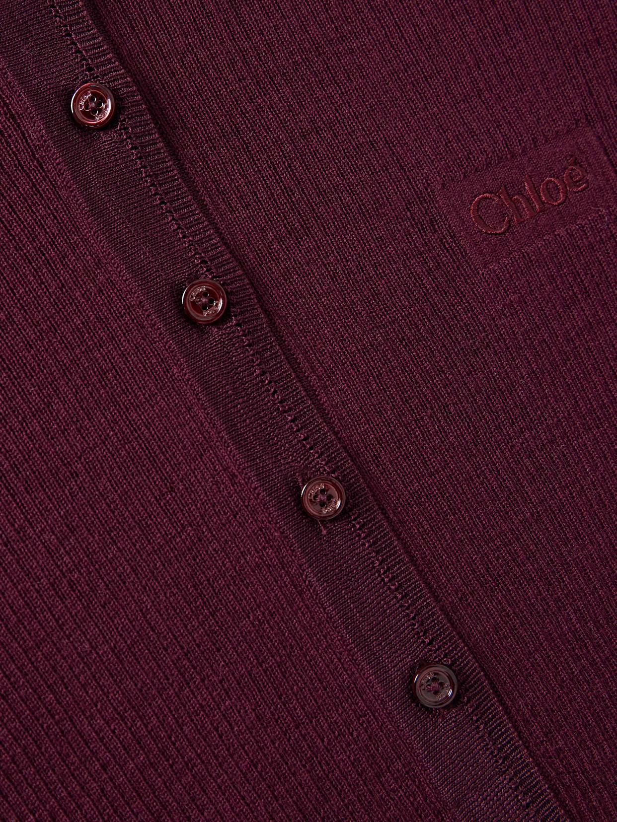 Chloé Silk-trimmed Ribbed Wool Sweater In Burgundy