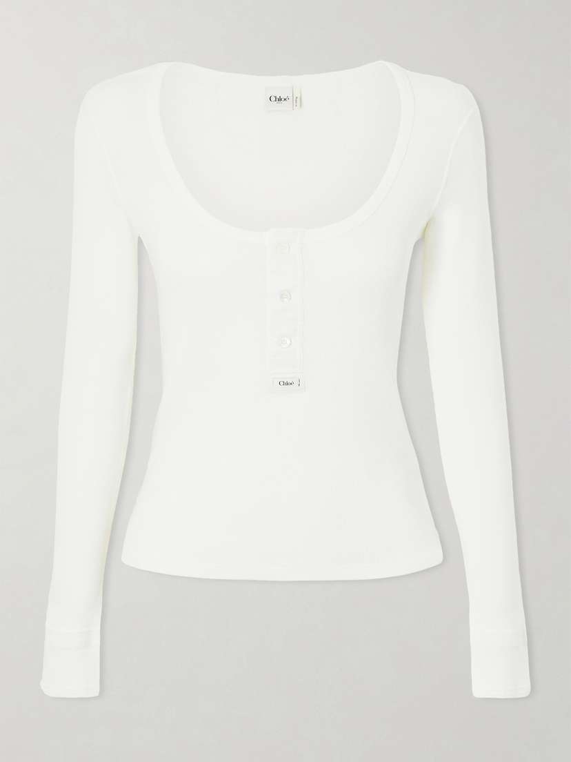 Chloé Ribbed Cotton-jersey T-shirt