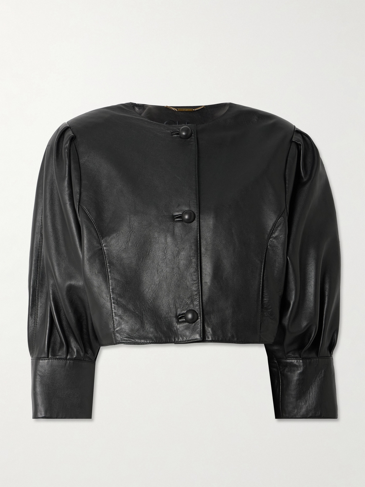 Chloé Cropped Leather Jacket In Black