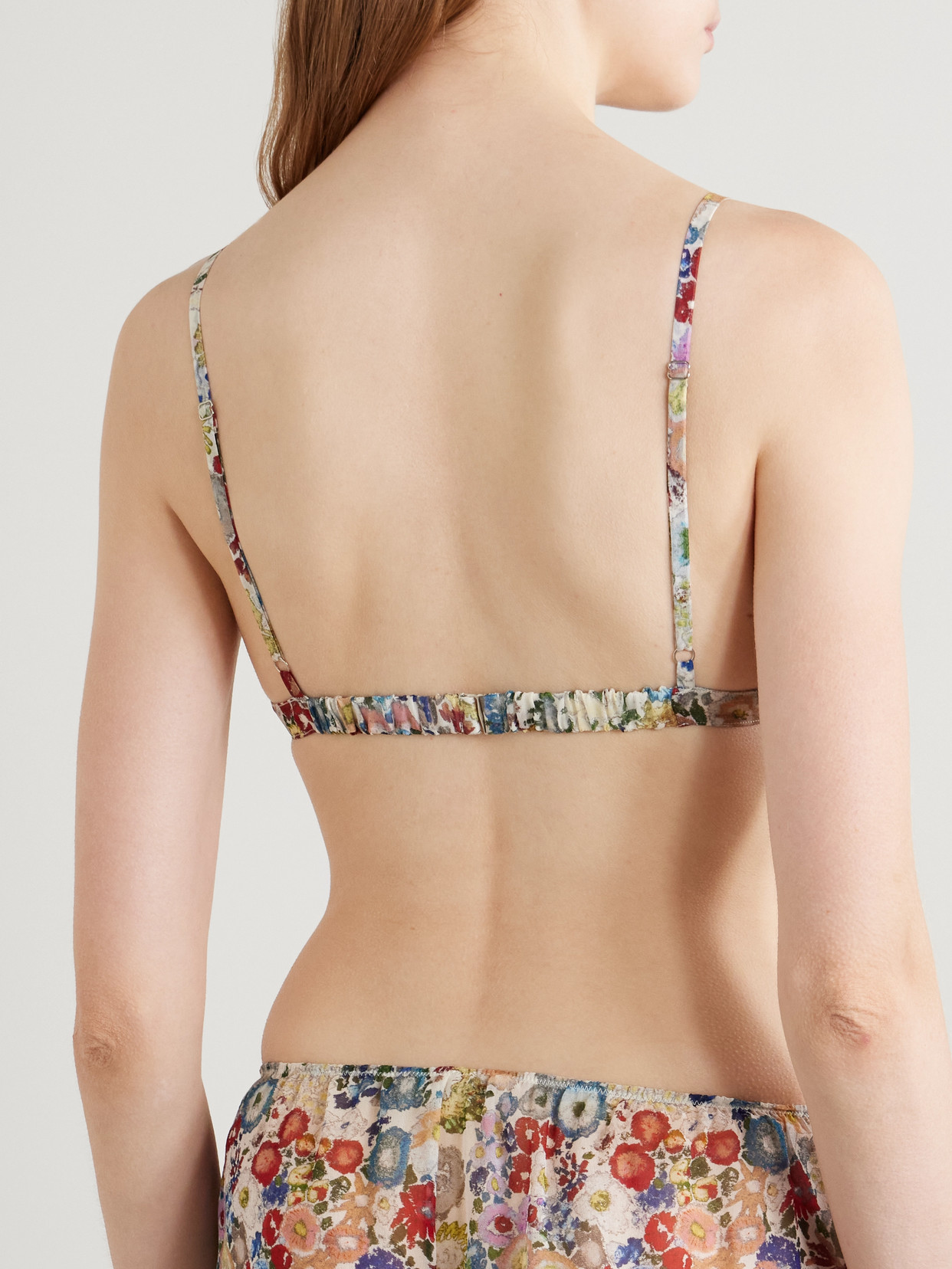 Khaite Talita Floral-print Silk-chiffon Triangle Bra In Multi
