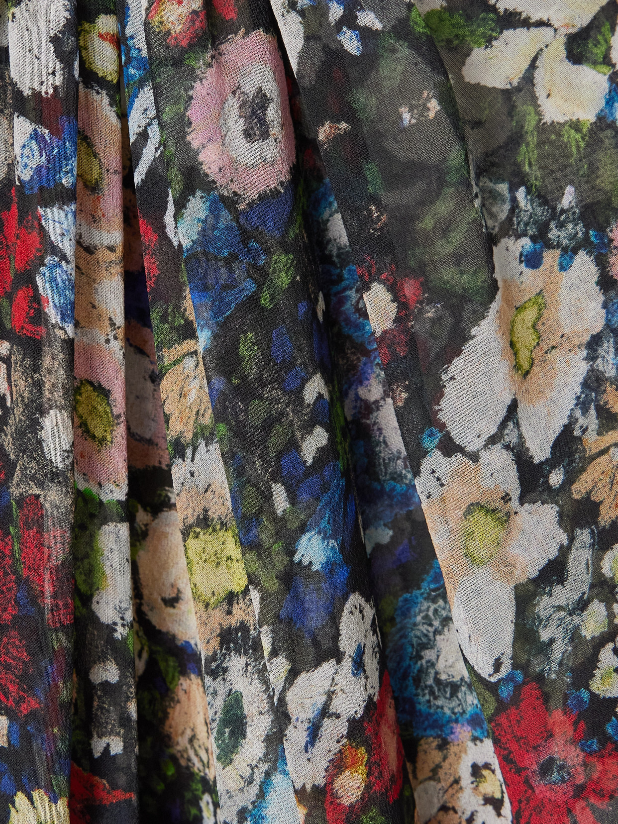 Khaite Edgar Pleated Floral-print Silk-chiffon Turtleneck Maxi Dress In Multi