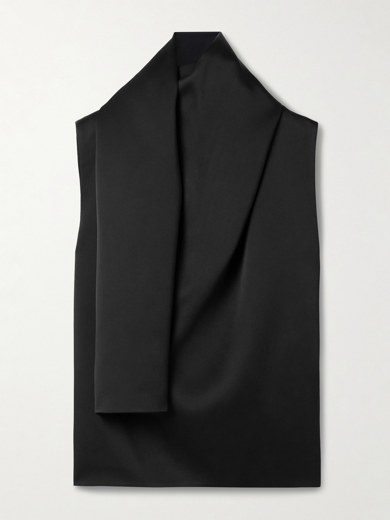 Khaite Loe Draped Satin-crepe Blouse In Black