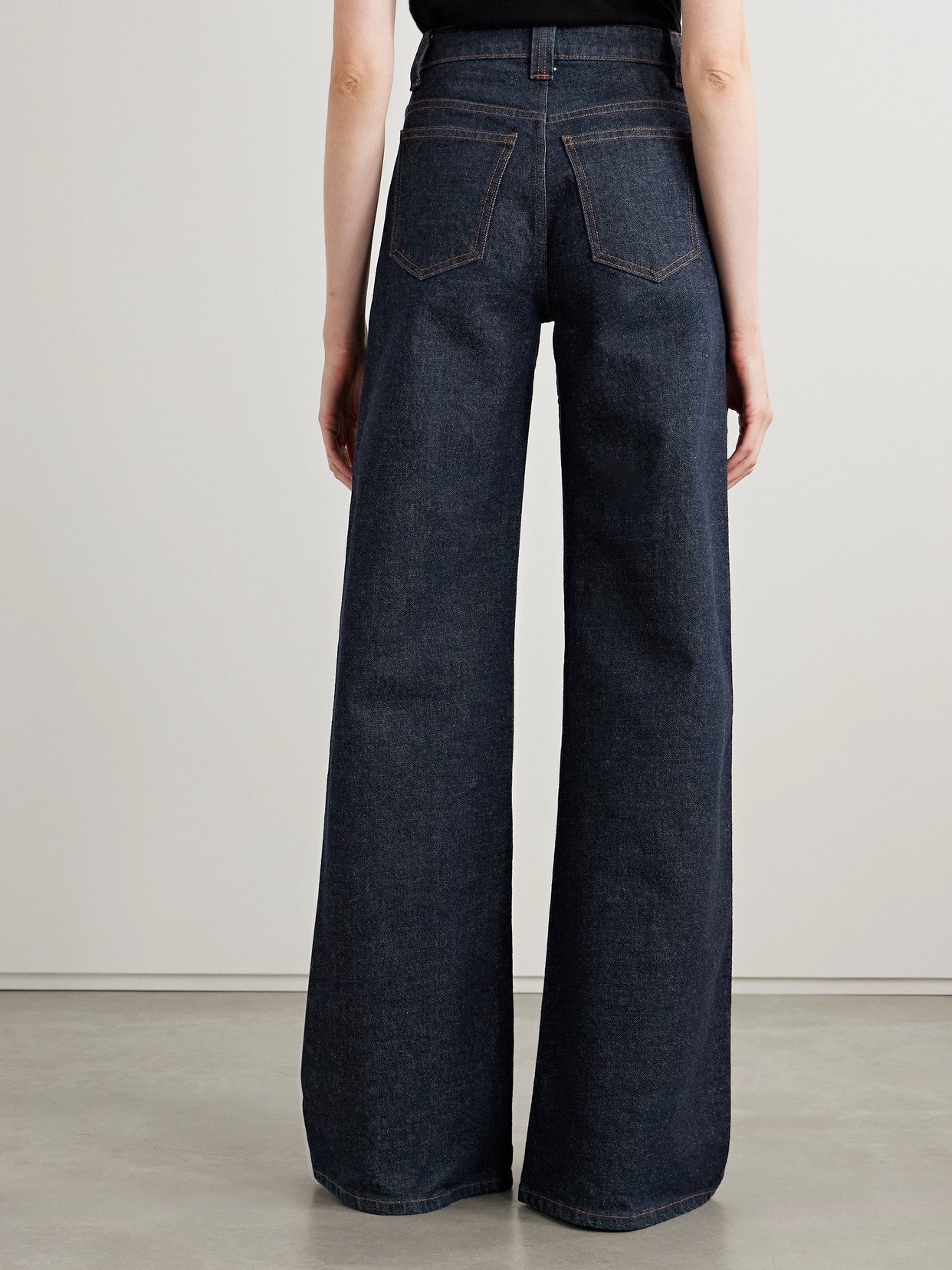 Khaite Delmonico Patch Pocket Wide-leg Jeans In Blue