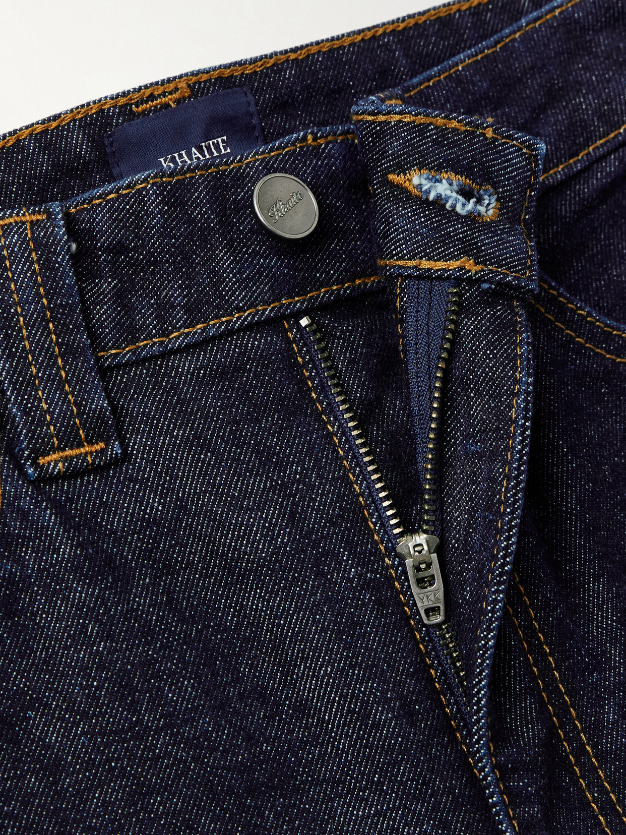Khaite Delmonico Patch Pocket Wide-leg Jeans In Blue
