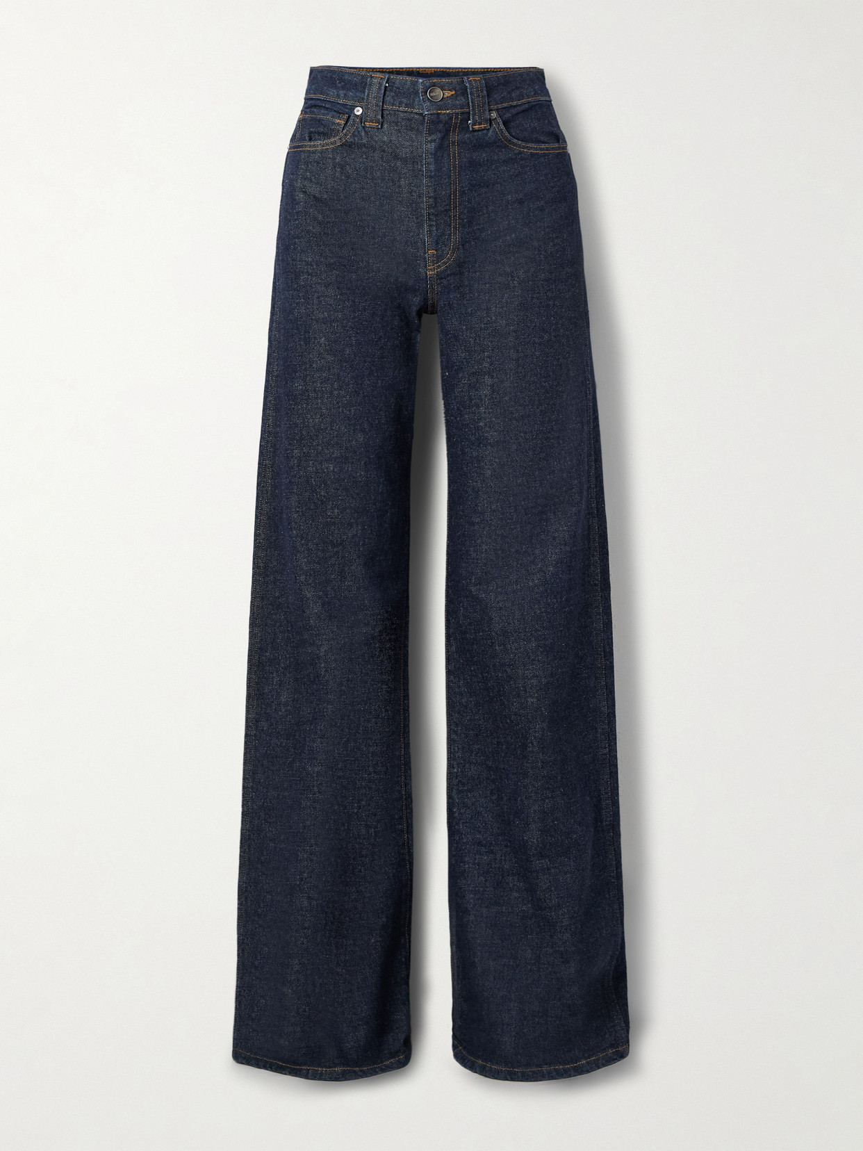 Khaite Delmonico Patch Pocket Wide-leg Jeans In Blue