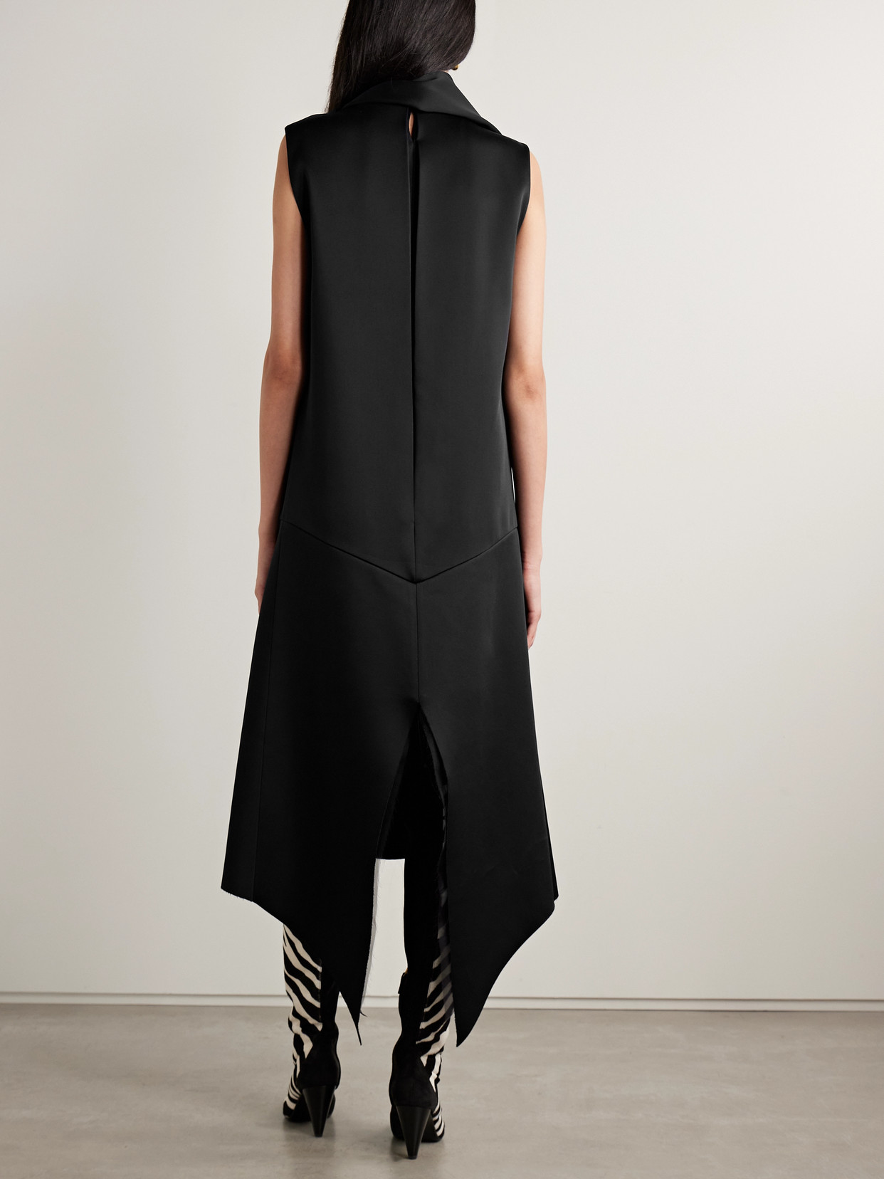 Khaite Loell Draped Duchesse-satin Midi Dress In Black