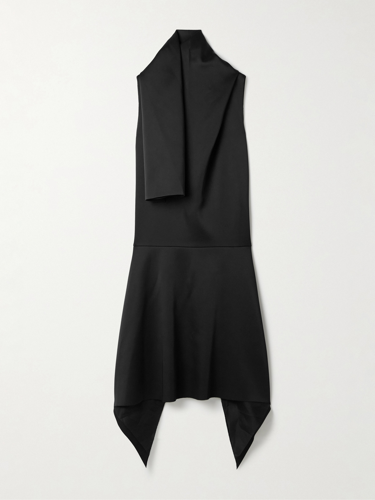 Khaite Loell Draped Duchesse-satin Midi Dress In Black