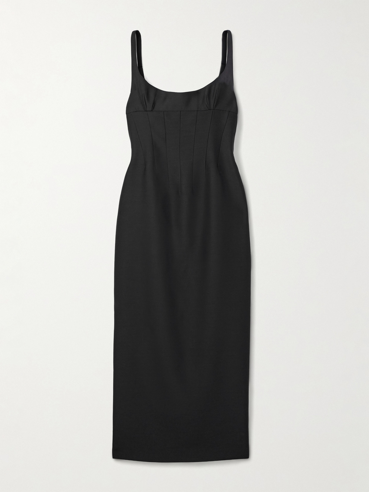 Khaite Lotte Wool And Silk-blend Midi Dress In Black