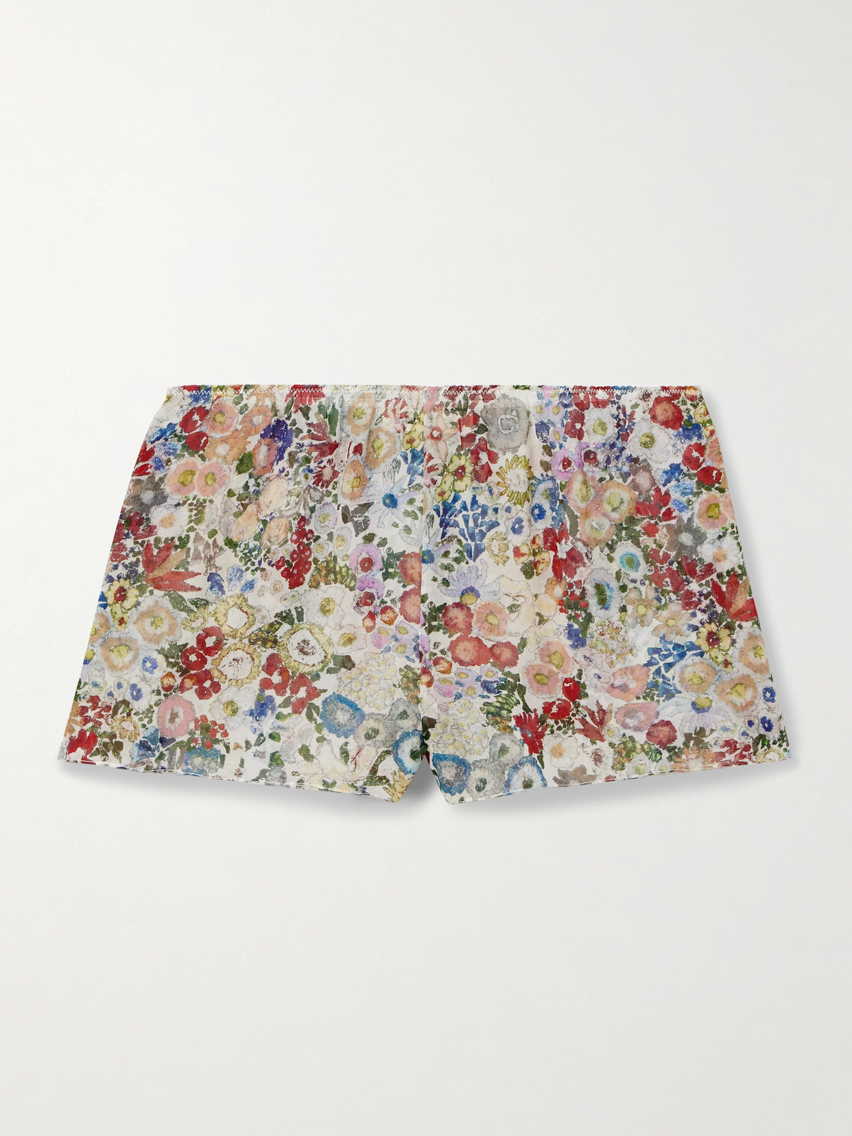 Khaite Tilly Floral-print Silk-chiffon Shorts In Multi
