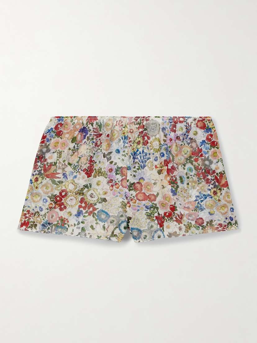 Khaite Tilly Floral-print Silk-chiffon Shorts