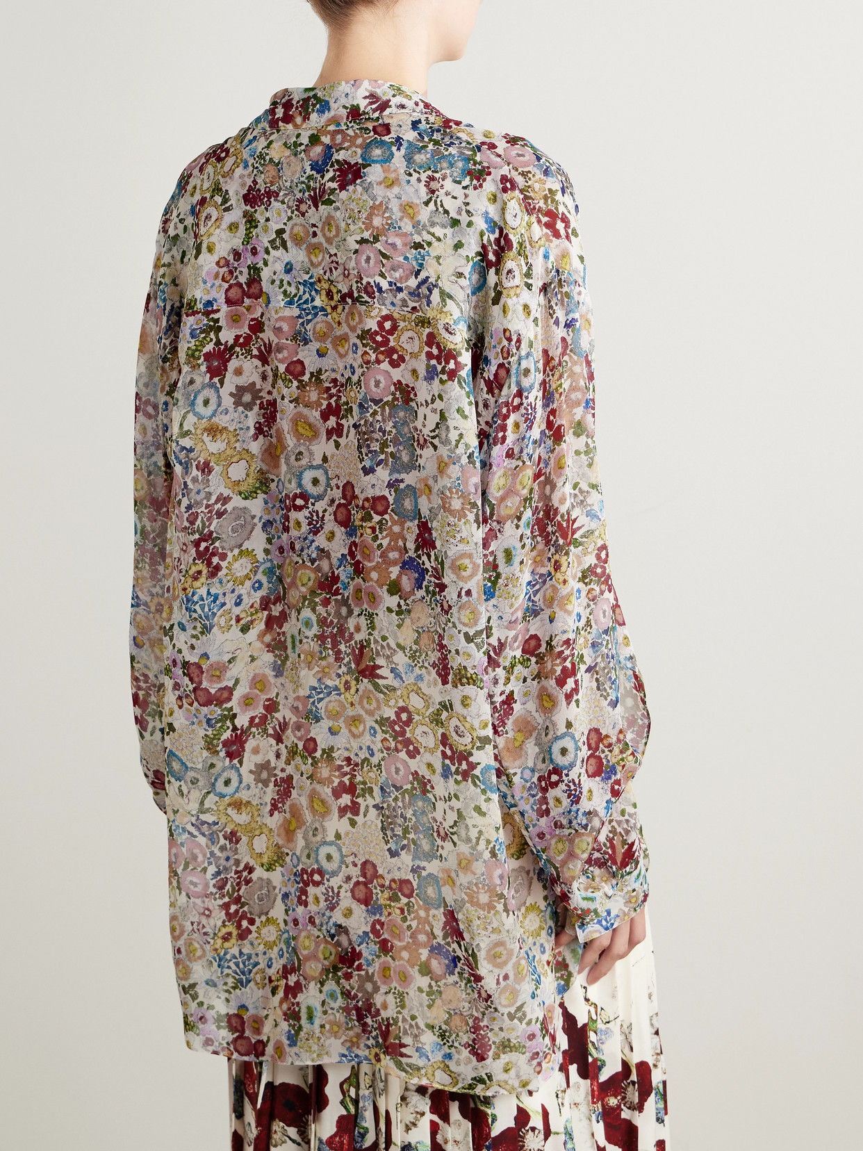 Goya Floral-Print Silk-Chiffon Shirt