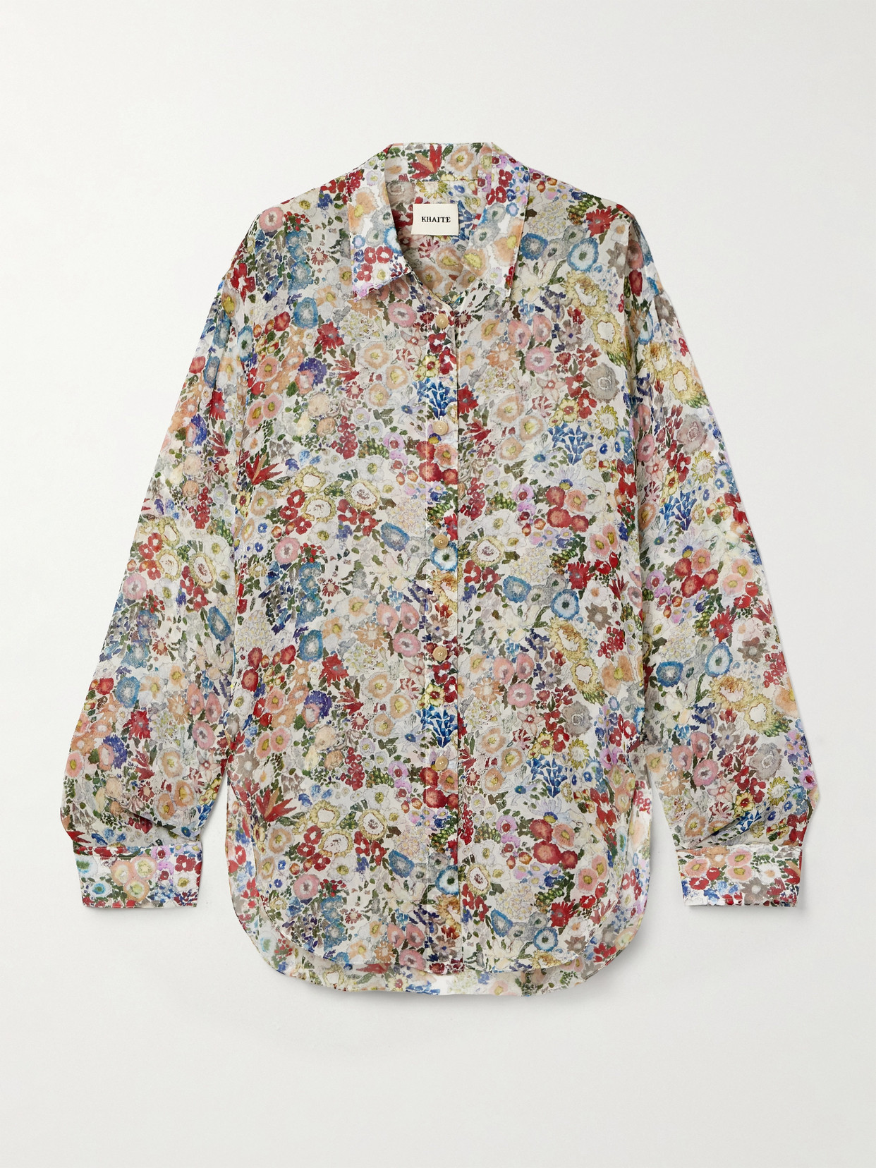 Khaite Goya Floral-print Silk-chiffon Shirt In Multi