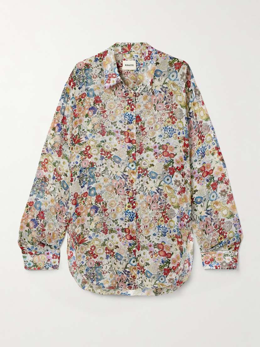 Khaite Goya Floral-print Silk-chiffon Shirt