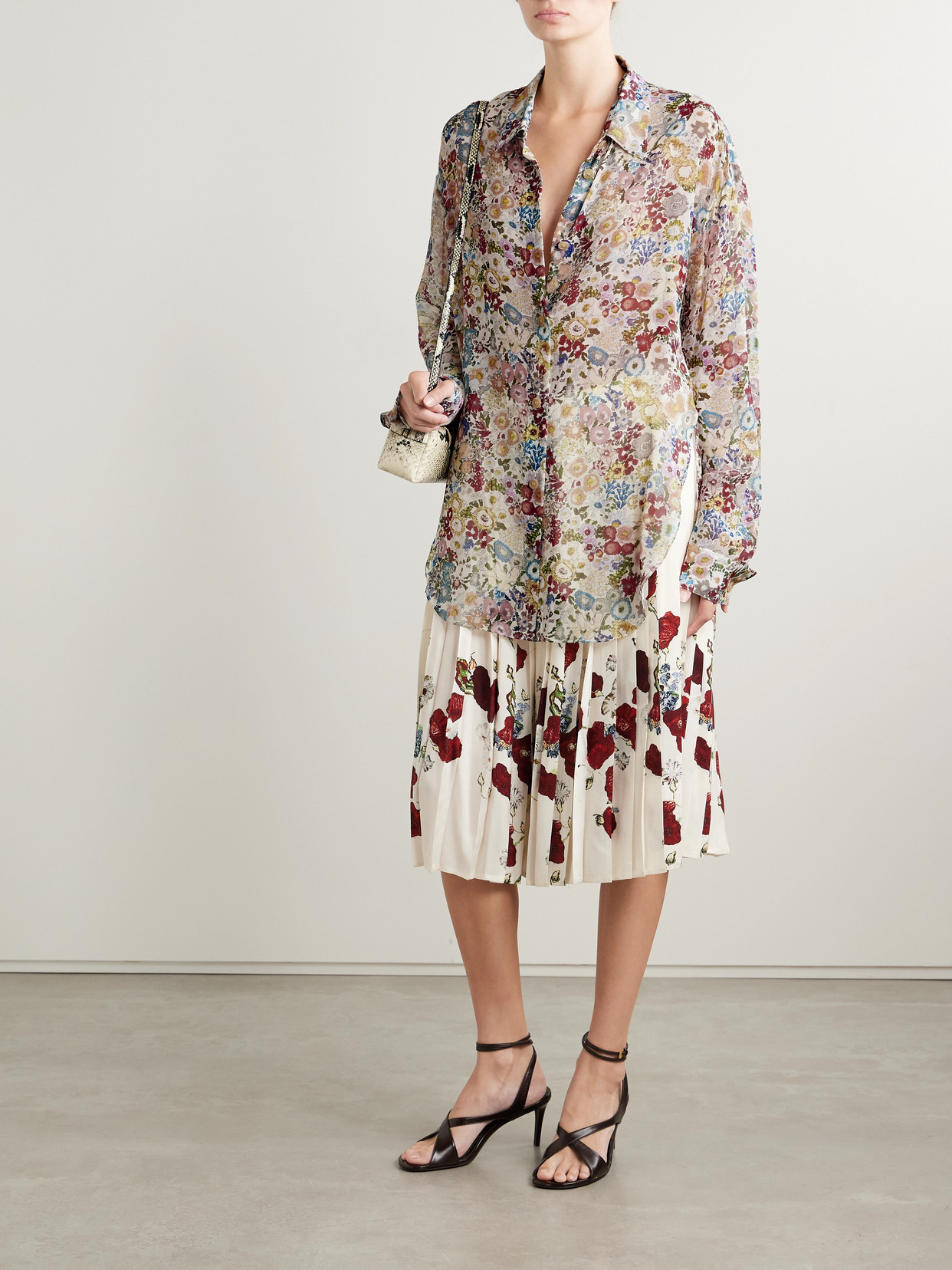 Goya Floral-Print Silk-Chiffon Shirt