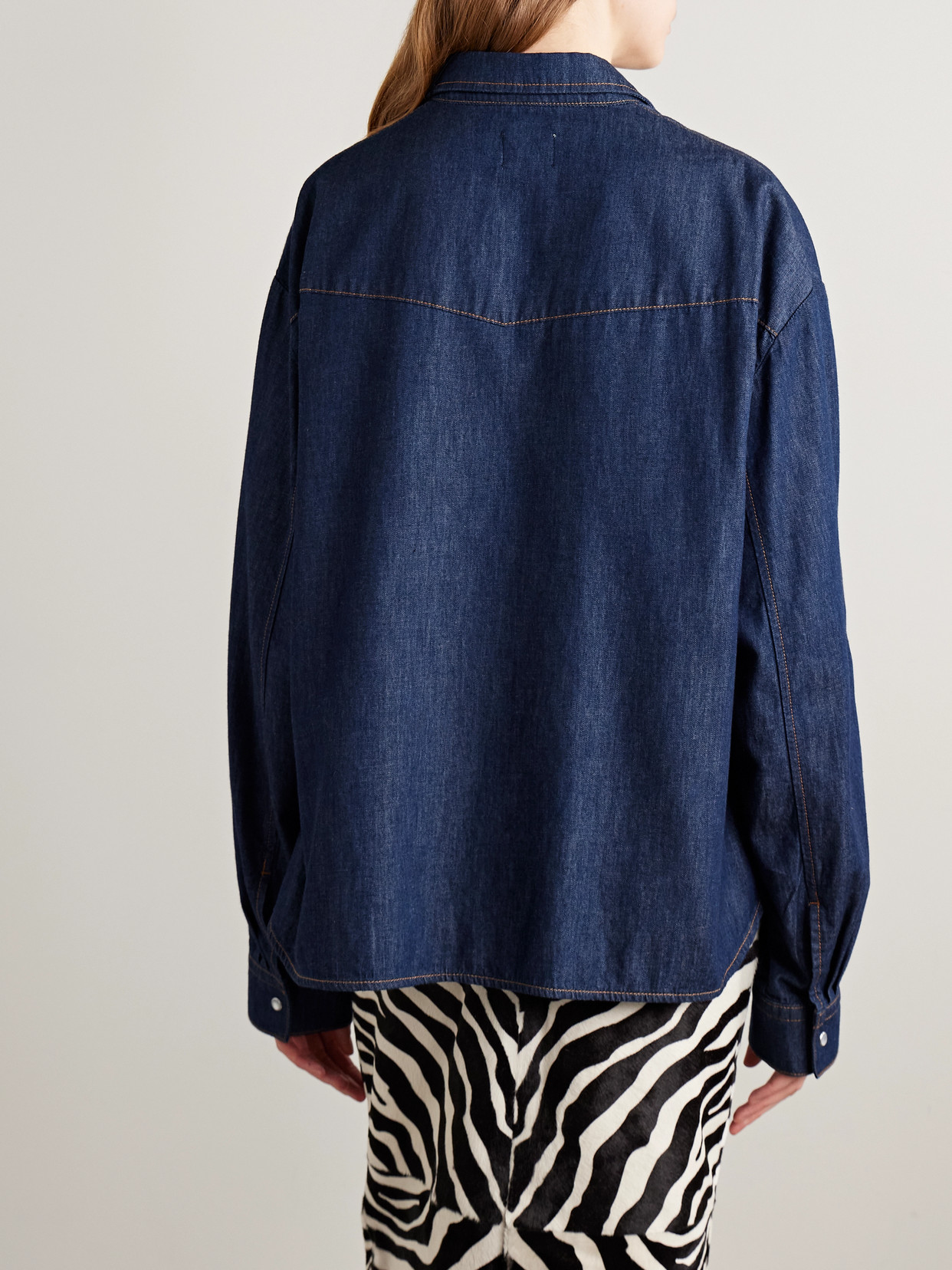 Khaite Grenon Denim Cropped Shirt In Blue