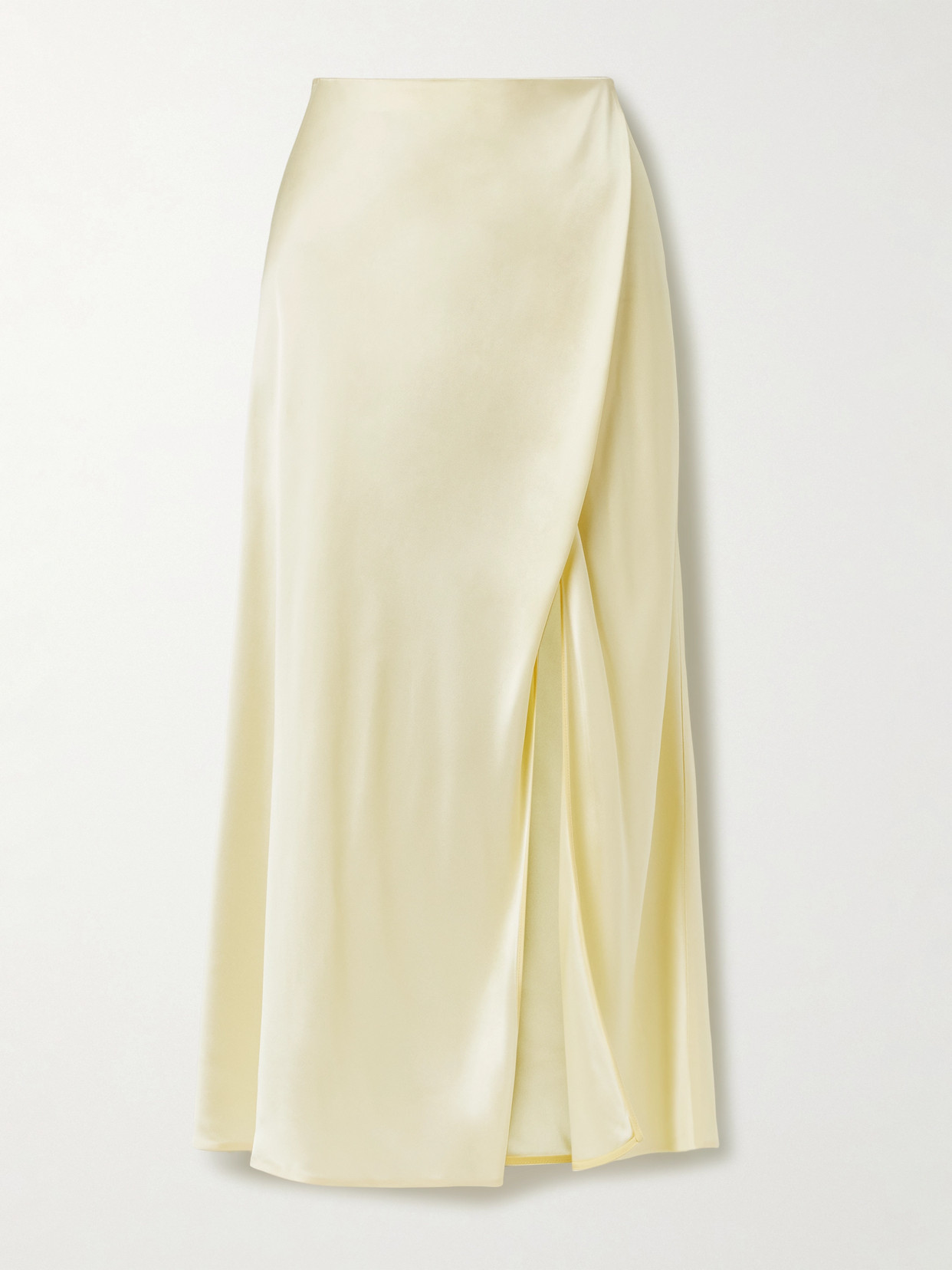 Khaite Demi Silk Midi Wrap Skirt In Metallic