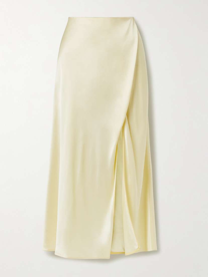 Khaite Demi Satin Midi Skirt