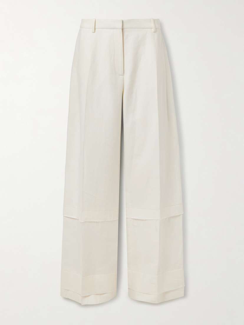 Khaite Linden Tiered Frayed Linen Pants