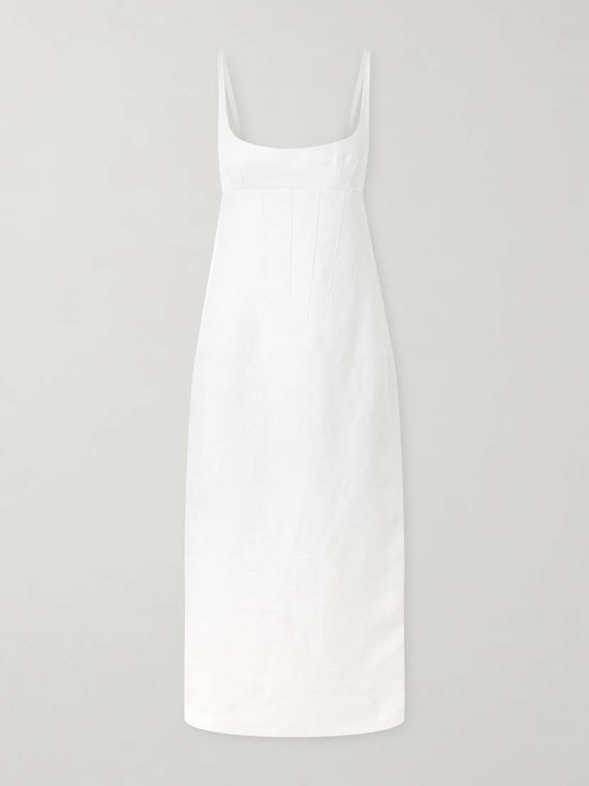 Khaite Lotte Linen Midi Dress