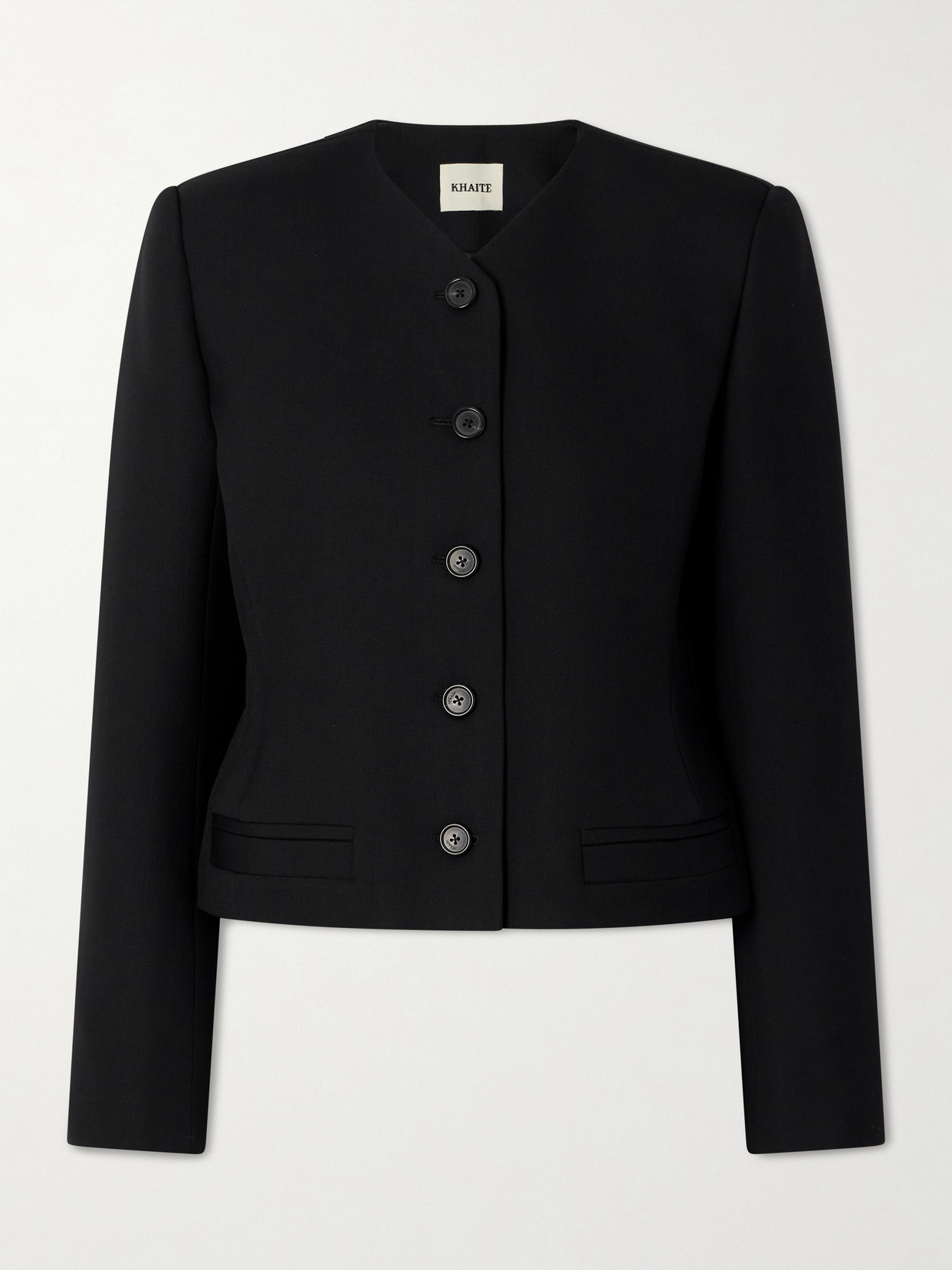Khaite Nara Grain De Poudre Wool Jacket In Black