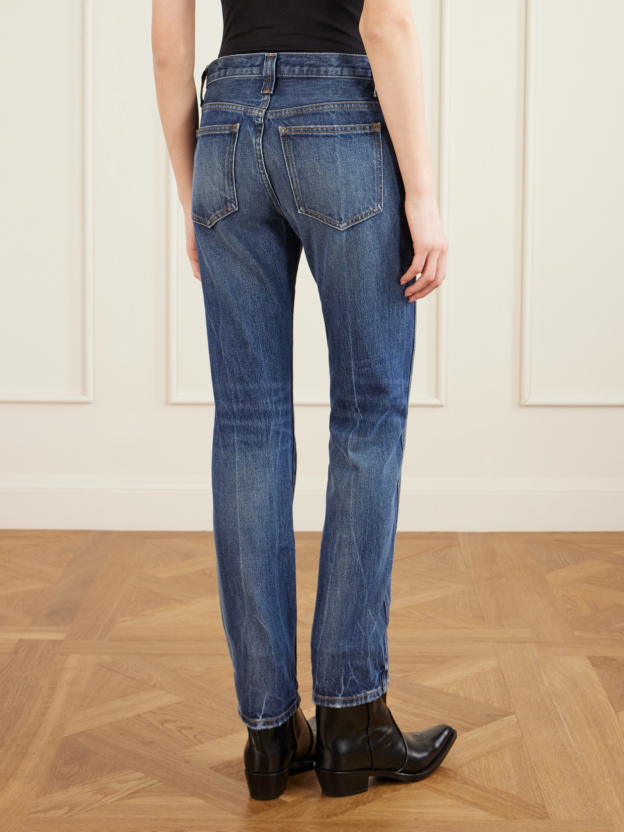 Khaite Farley Straight-leg Acid-washed Jeans In Blue