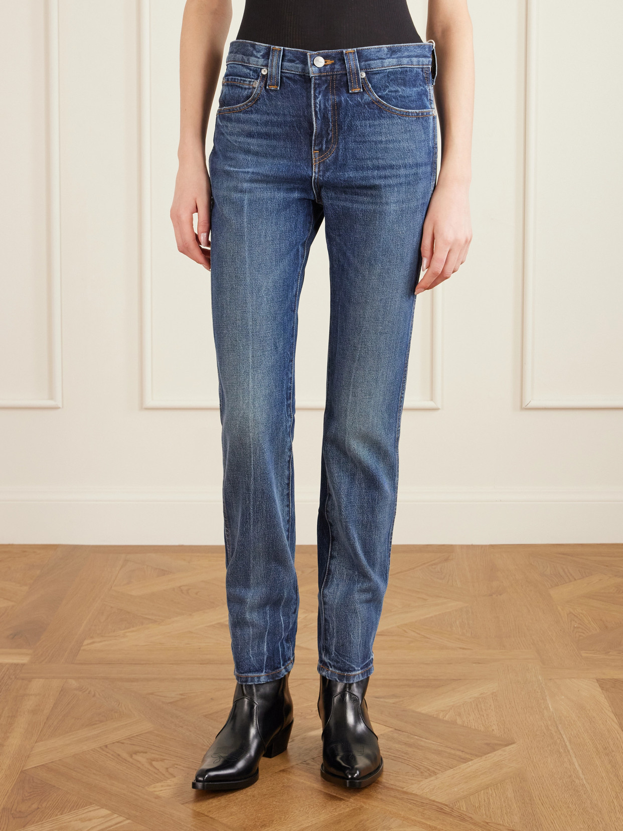 Khaite Farley Straight-leg Acid-washed Jeans In Blue