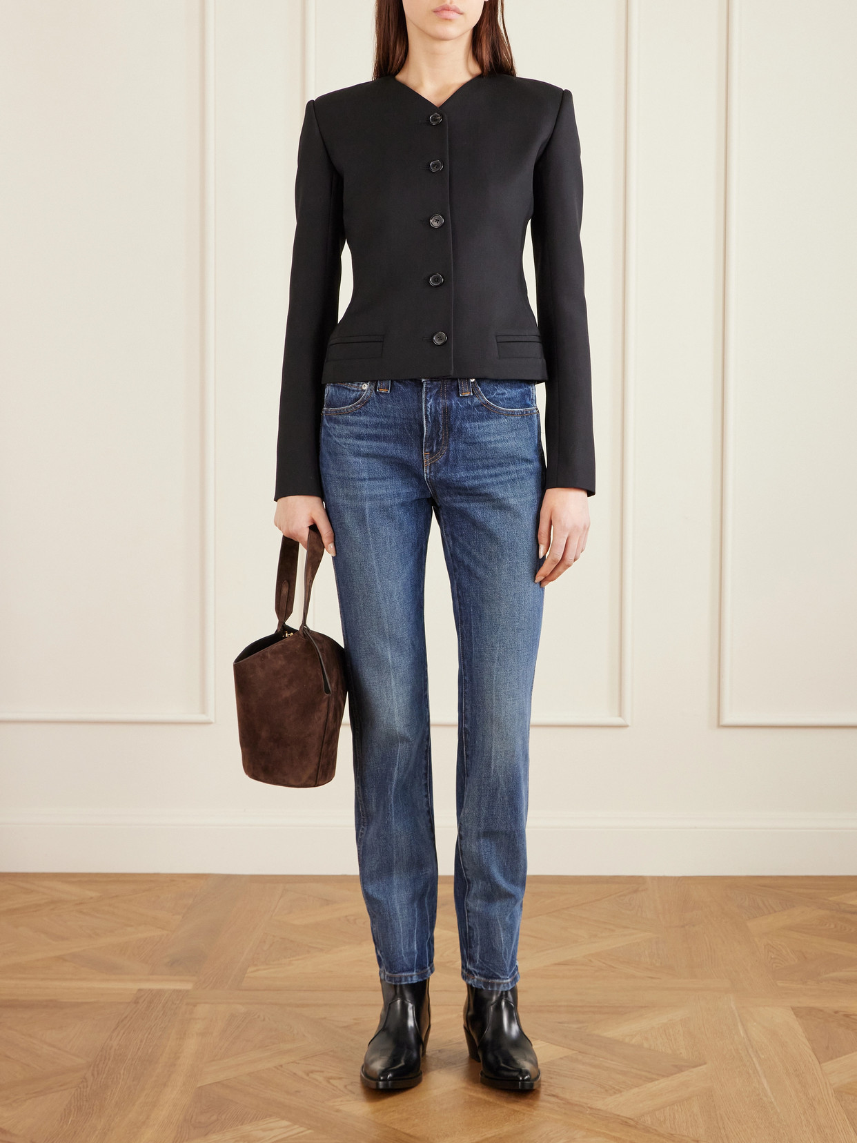 Khaite Farley Straight-leg Acid-washed Jeans In Blue