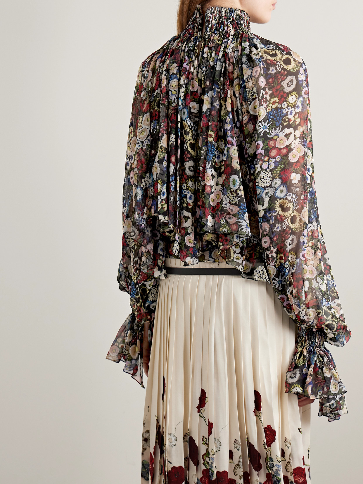 Khaite Durer Printed Silk-chiffon Blouse In Multi