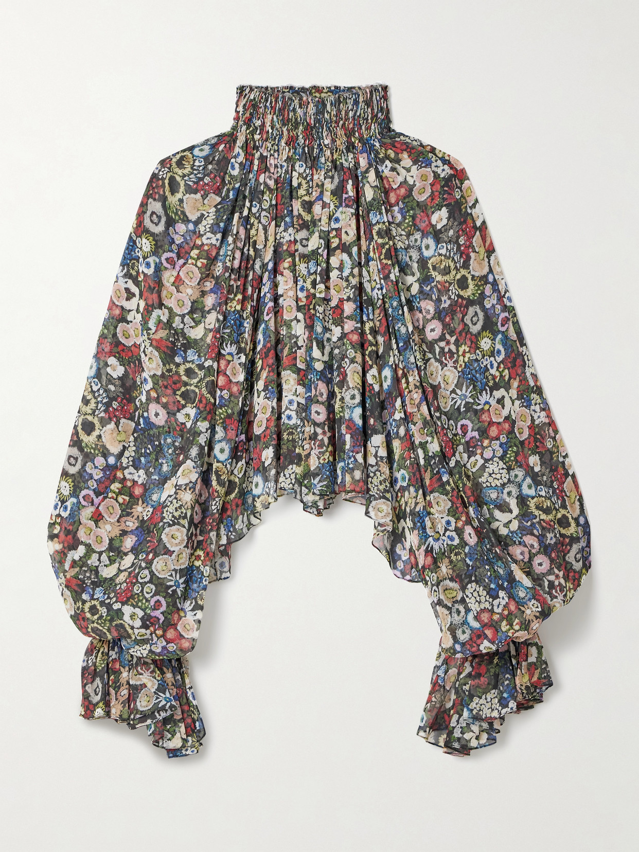 Khaite Durer Printed Silk-chiffon Blouse In Multi
