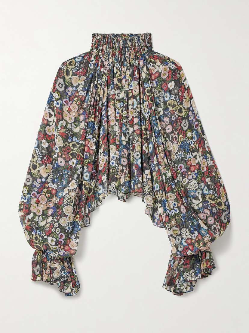 Khaite Durer Printed Silk-chiffon Blouse