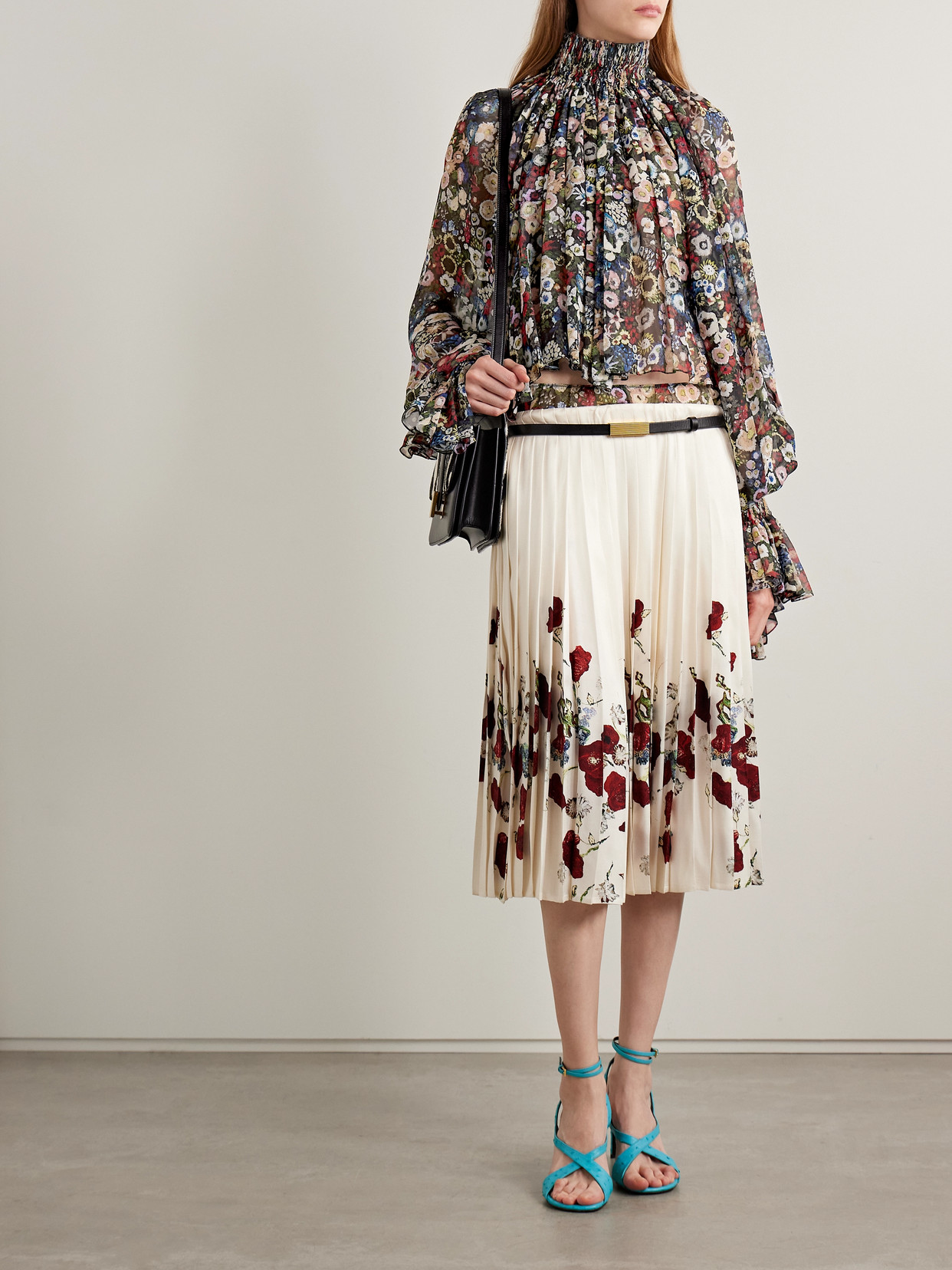 Khaite Durer Printed Silk-chiffon Blouse In Multi