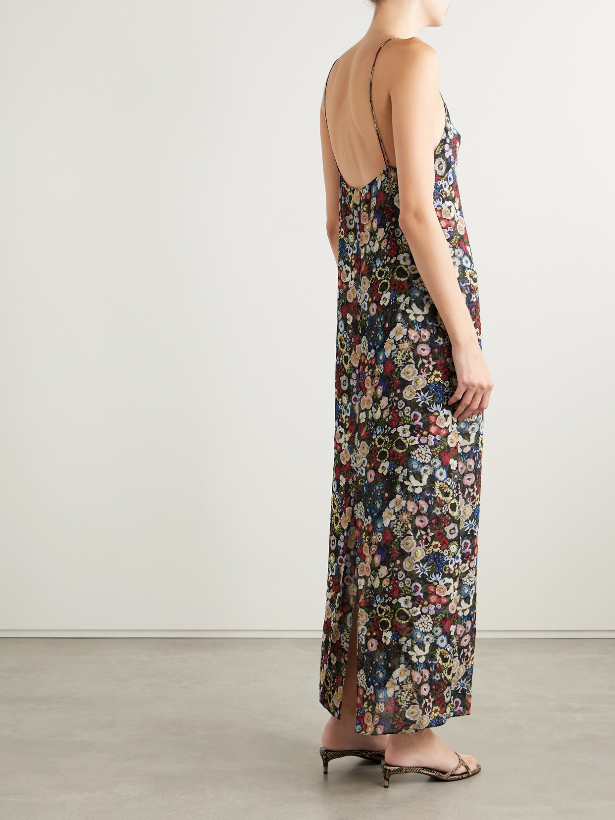 Khaite Taja Floral-print Silk-chiffon Maxi Dress In Multi