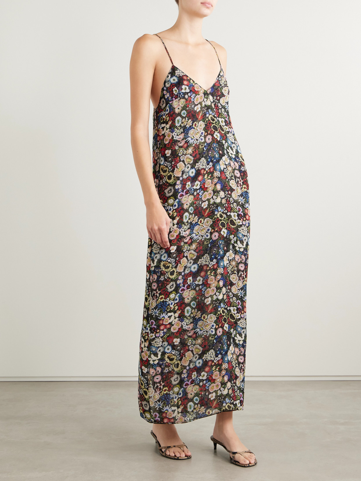 Khaite Taja Floral-print Silk-chiffon Maxi Dress In Multi