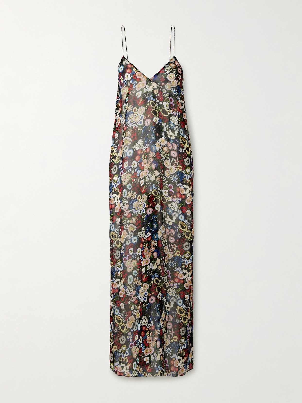 Khaite Taja Floral-print Silk-chiffon Maxi Dress In Multi