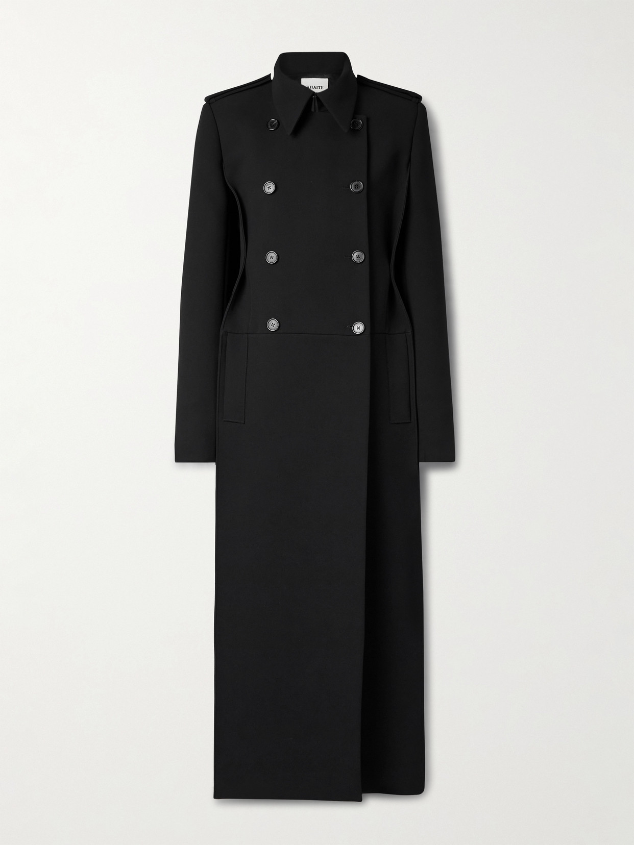 Khaite Alton Double-breasted Crepe Coat In Black