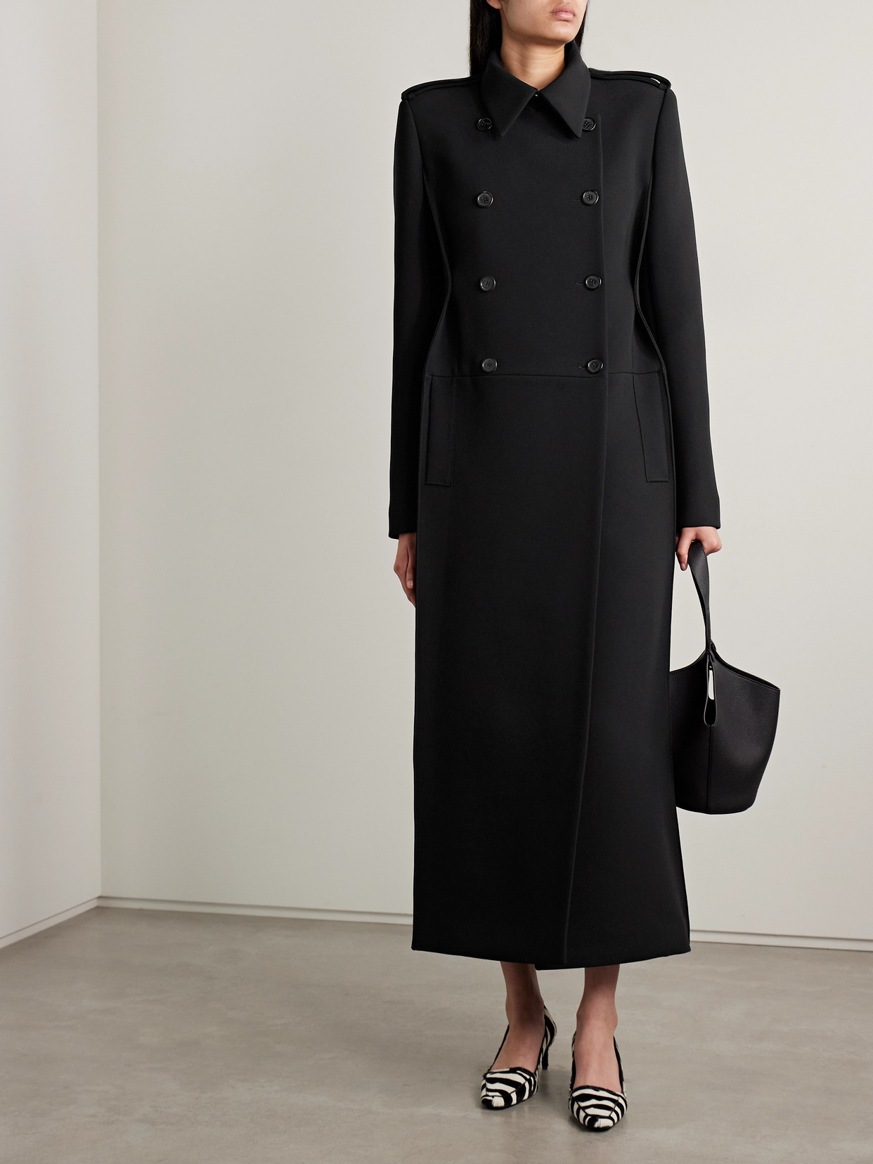 Alton Double-Breasted Crepe Coat