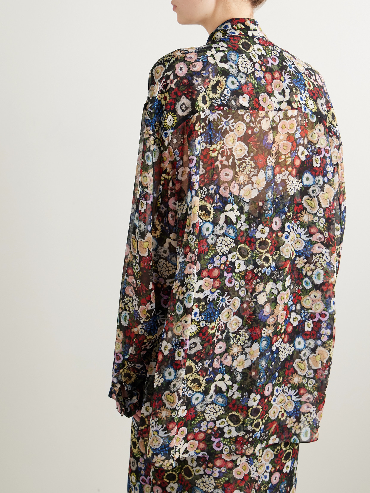 Khaite Goya Printed Silk-chiffon Shirt In Multi