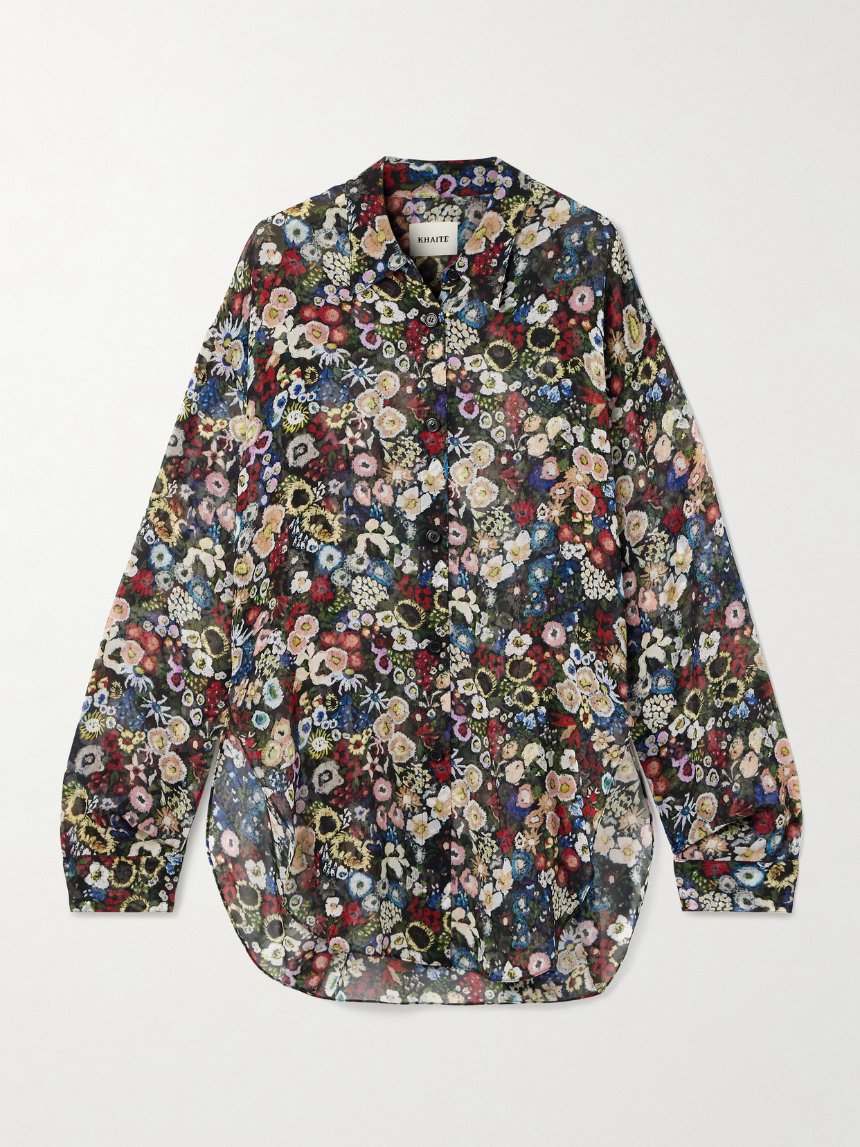 Khaite Goya Printed Silk-chiffon Shirt In Multi