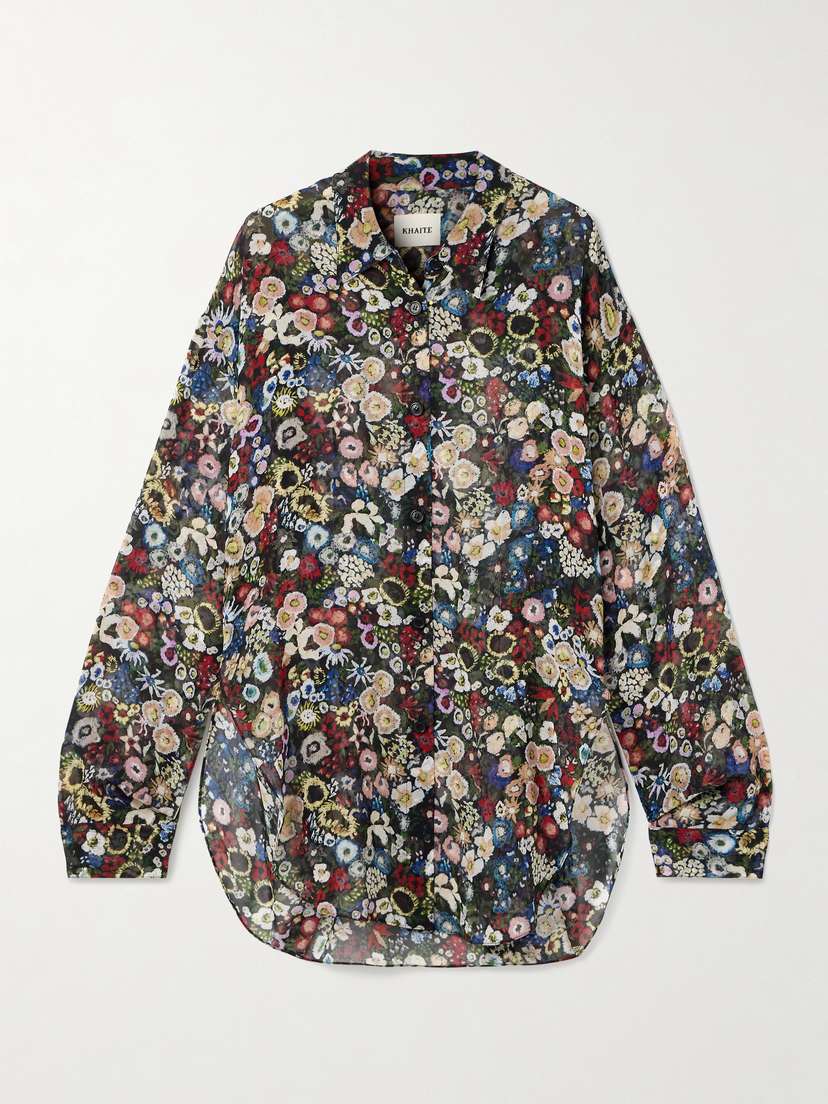 Khaite Goya Printed Silk-chiffon Shirt