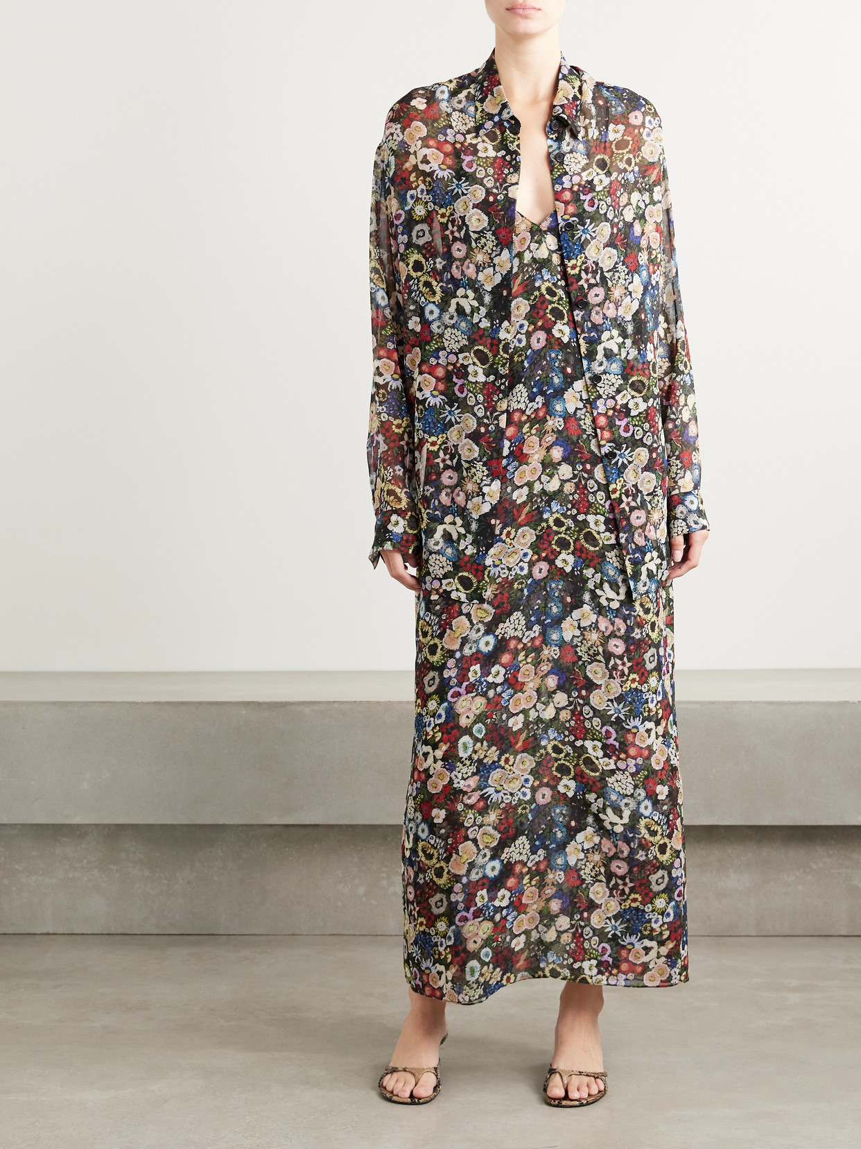 Khaite Goya Printed Silk-chiffon Shirt In Multi