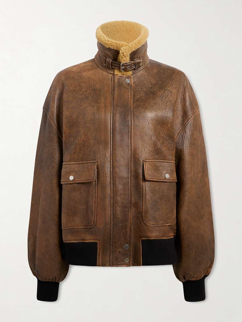 Khaite Sandor Shearling-trimmed Leather Jacket