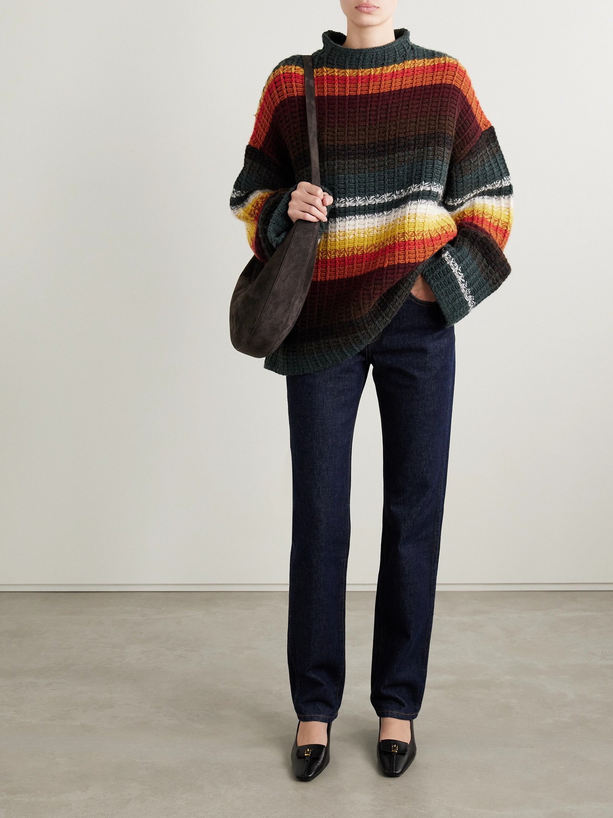 Khaite Yanis Oversized Ribbed Striped Cashmere Sweater In Multi