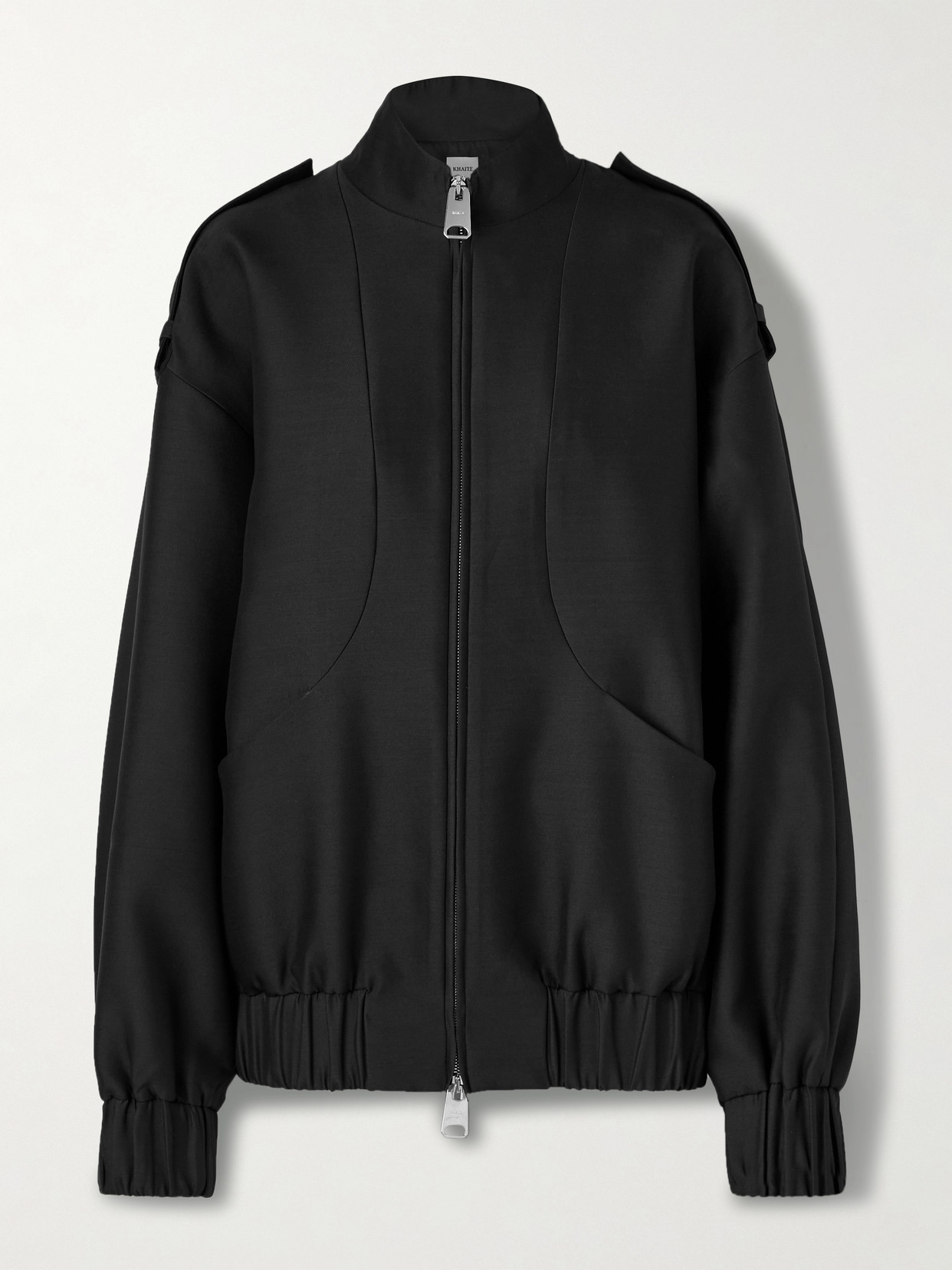 Khaite Sigi Wool And Silk-blend Faille Jacket In Black