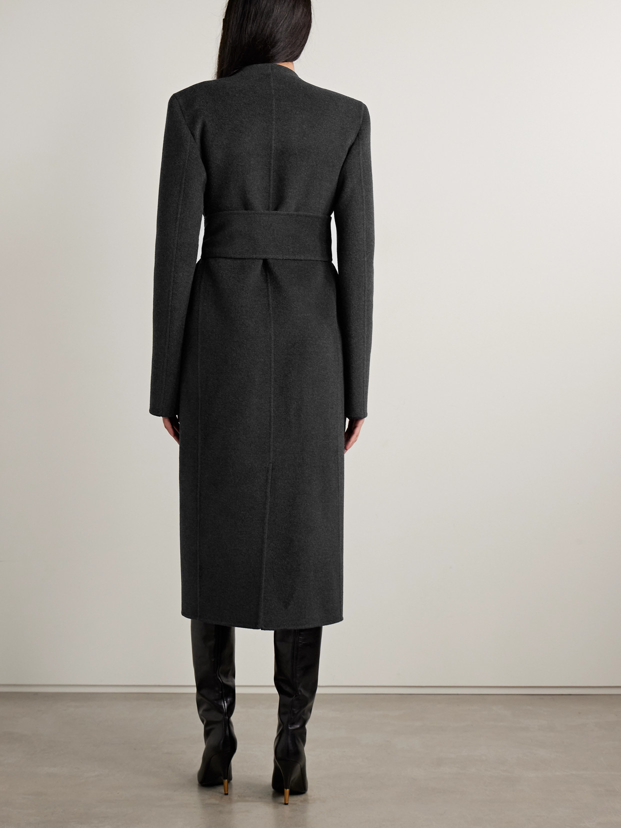 Khaite Jelson Belted Wool-felt Coat In Gray