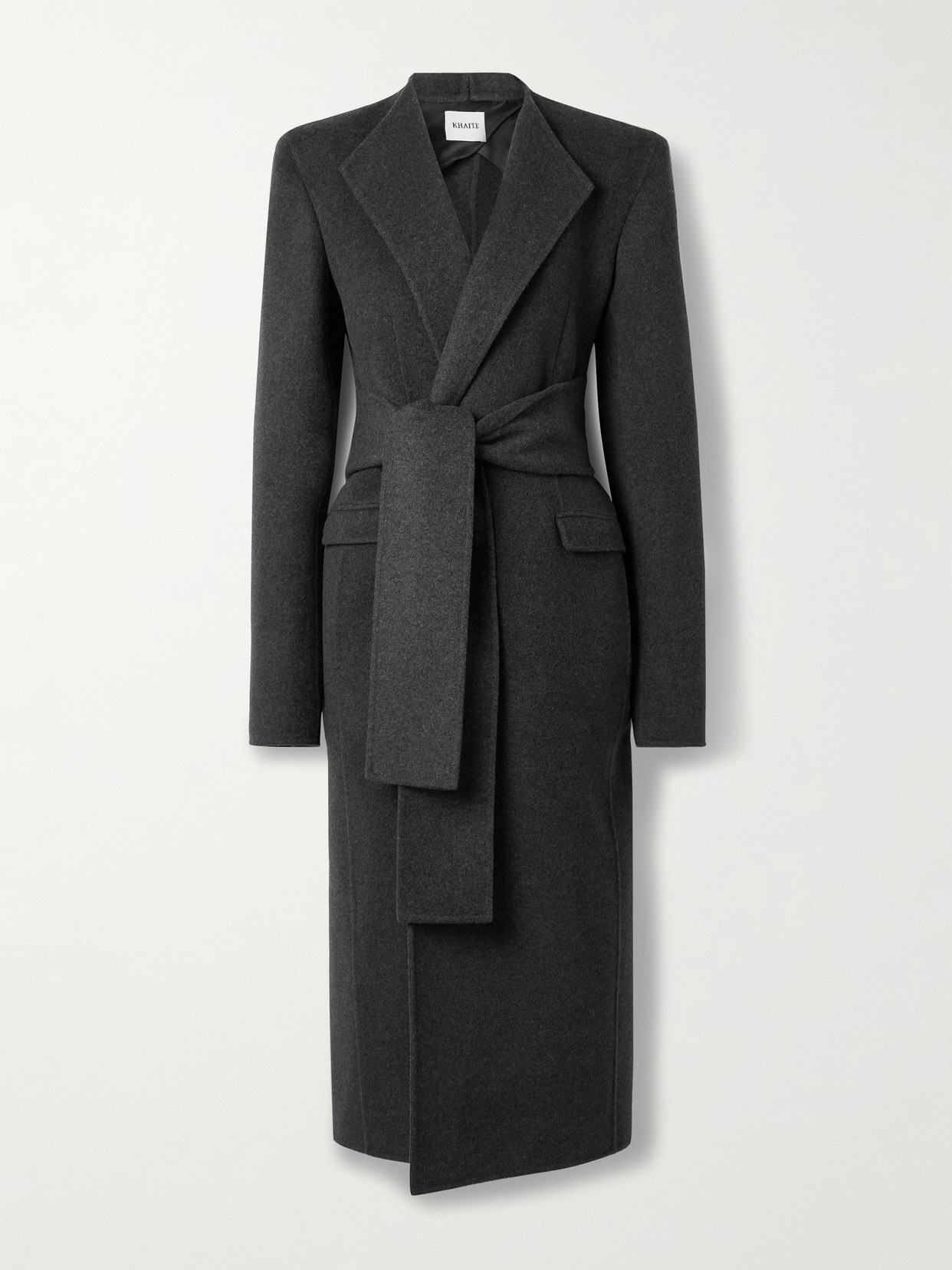 Khaite Jelson Belted Wool-felt Coat In Gray